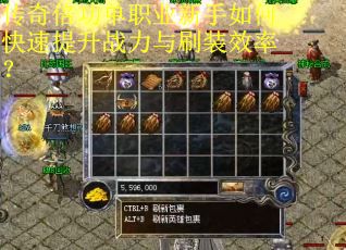 传奇倍功单职业新手如何快速提升战力与刷装效率？