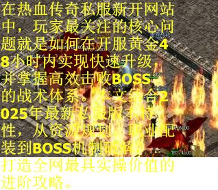 在热血传奇私服新开网站中，玩家最关注的核心问题就是如何在开服黄金48小时内实现快速升级，并掌握高效击败BOSS的战术体系。本文结合2025年最新私服版本特性，从资源规划、职业配装到BOSS机制破解，打造全网最具实操价值的进阶攻略。